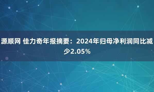源顺网 佳力奇年报摘要：2024年归母净利润同比减少2.05%