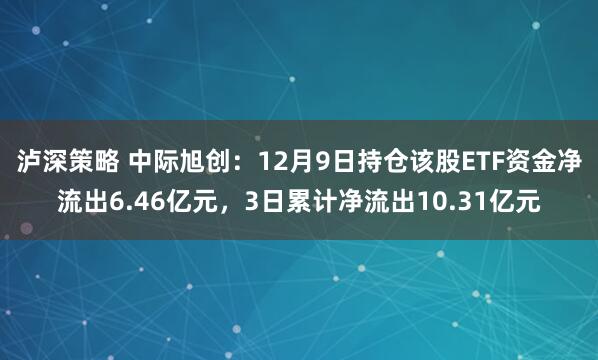 泸深策略 中际旭创：12月9日持仓该股ETF资金净流出6.46亿元，3日累计净流出10.31亿元